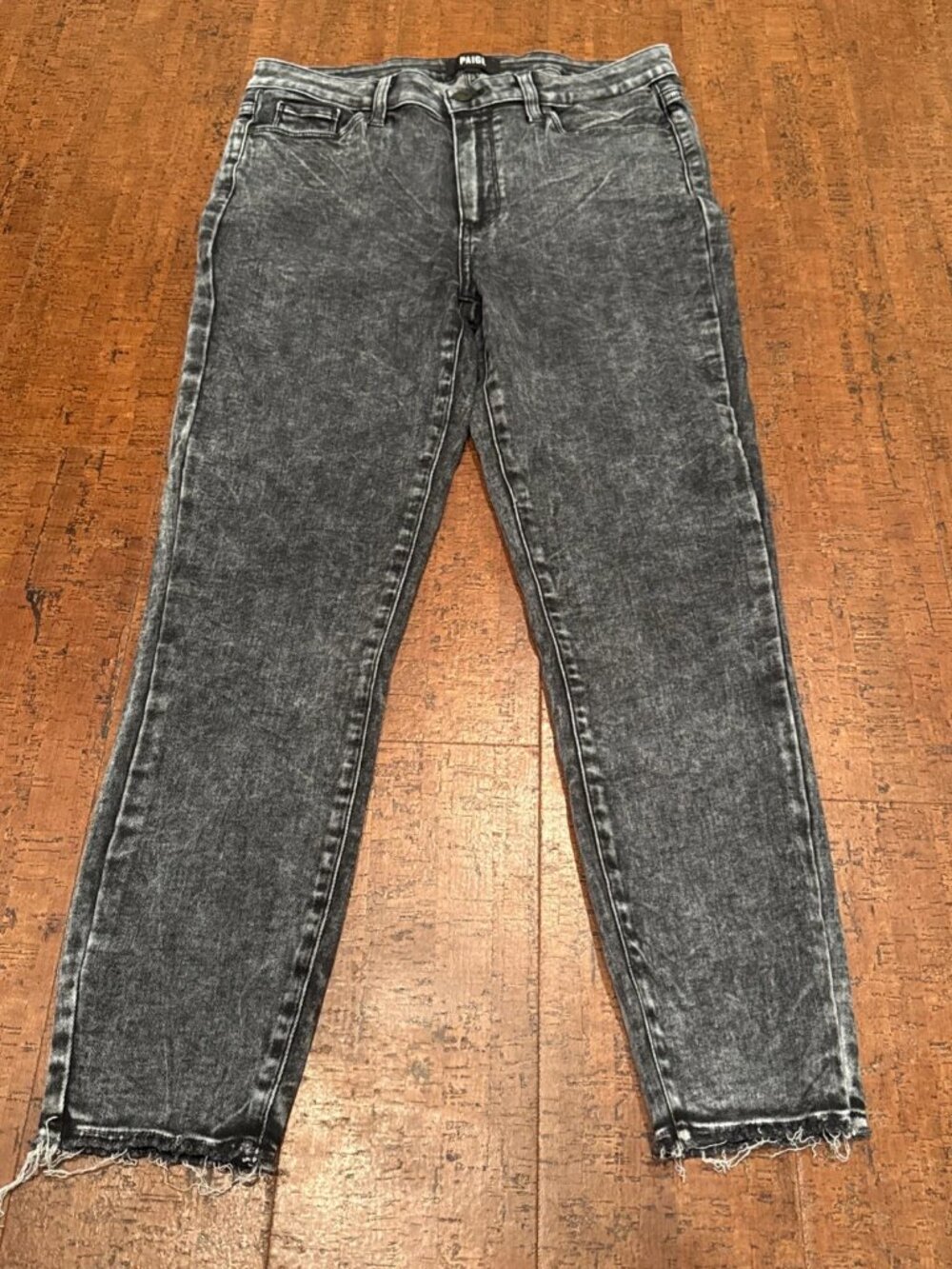 Paige Women’s 31 Acid Wash Gray High Rise Hoxton Crop Skinny Jeans Denim